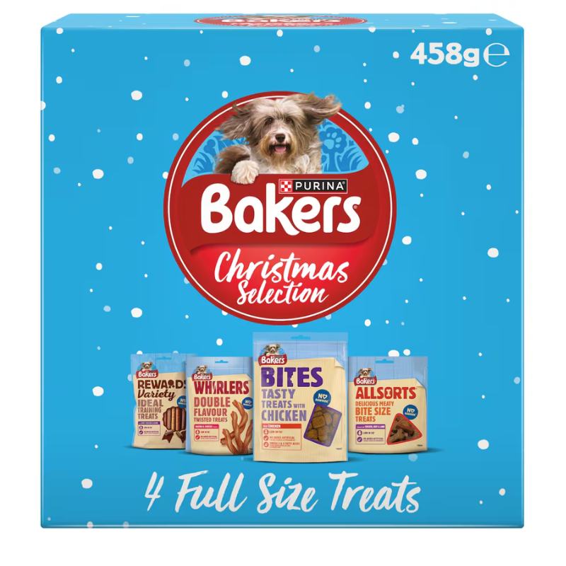 Bakers Christmas Dog Treats Selection Box 4 Full Size Treats 458g